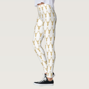 Legging Cervos Dourados do Natal do brilho do falso