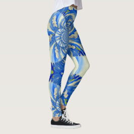 Legging Céu azul romeno e orquídeas brancas