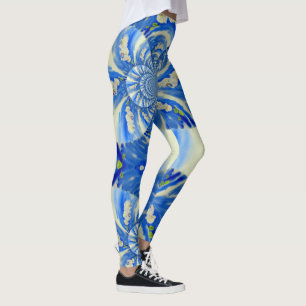 Legging Céu azul romeno e orquídeas brancas