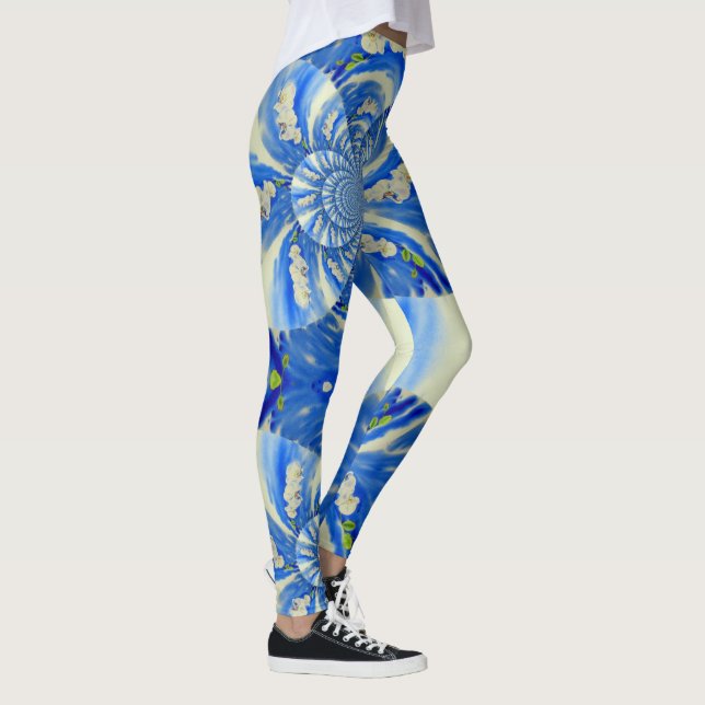 Legging Céu azul romeno e orquídeas brancas (Direita)