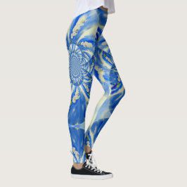 Legging Céu azul romeno e orquídeas brancas