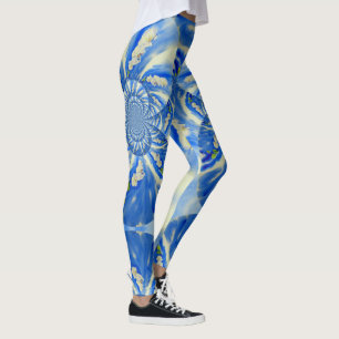 Legging Céu azul romeno e orquídeas brancas