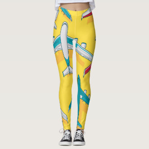 Legging Céu Colorido de Aviões: Aeronaves Vintage