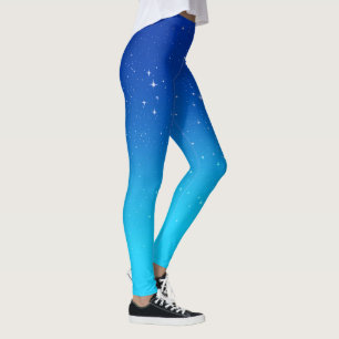 Legging Céu crepuscular com estrelas, azul e turquesa