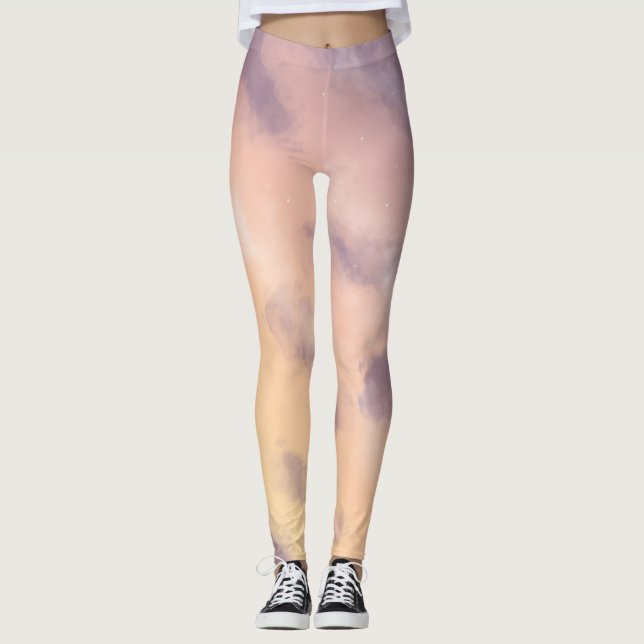 Legging Céu do Sol da Manhã Brilhante com Nuvens (Frente)