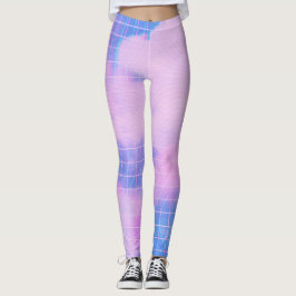 Legging Céu Estético Azul E Nuvens Rosa