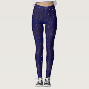 Legging Céu marinho noturno lacrado com estrelas design ge