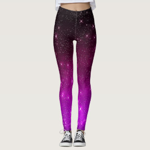 Legging Céu noturno estrelado rosa colorido