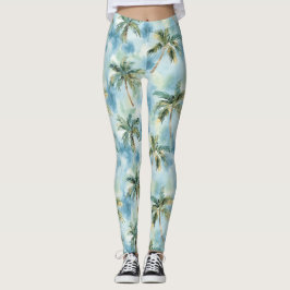 Legging Céus Azuis Palmeiras Ilha Tropical