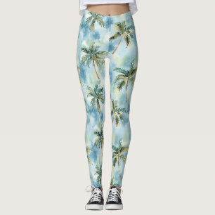 Legging Céus Azuis Palmeiras Ilha Tropical