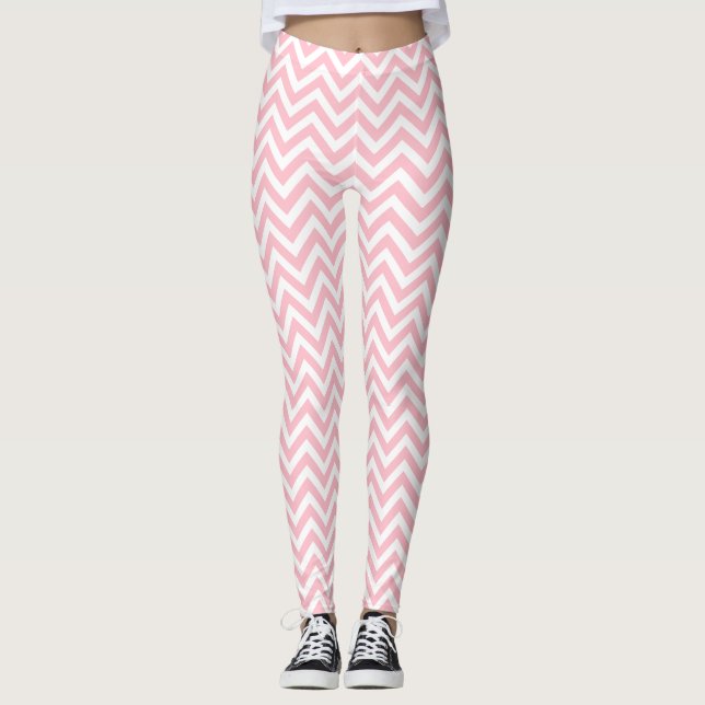 Legging Cevon de tamanho pequeno, rosa e branco (Frente)