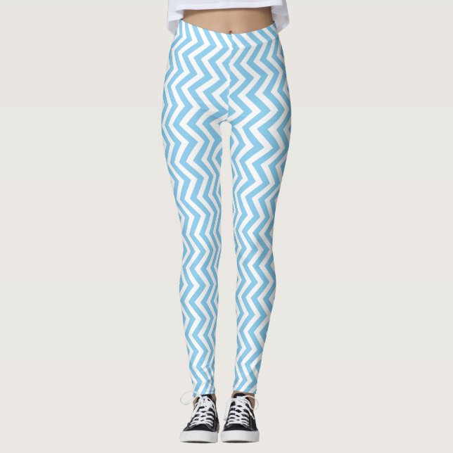Legging Cevon Vertical de Pequeno Tamanho Azul e Branco (Frente)