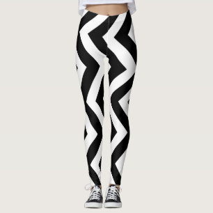 Legging Cevon Vertical de Tamanho Grande Preto e Branco