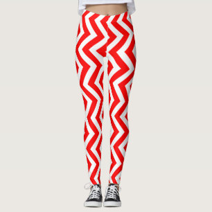 Legging Cevon Vertical de Tamanho Médio Vermelho e Branco