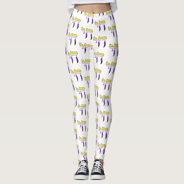 Legging Chá da Bandeira do Orgulho Não Binário (Frente)
