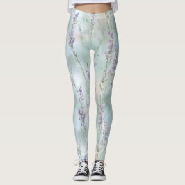 Legging Chá de Noiva de Flores Roxas Bonitas Românticas