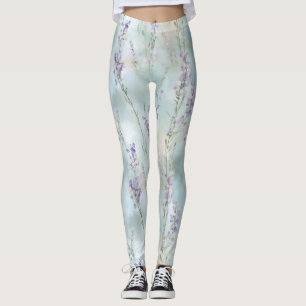 Legging Chá de Noiva de Flores Roxas Bonitas Românticas