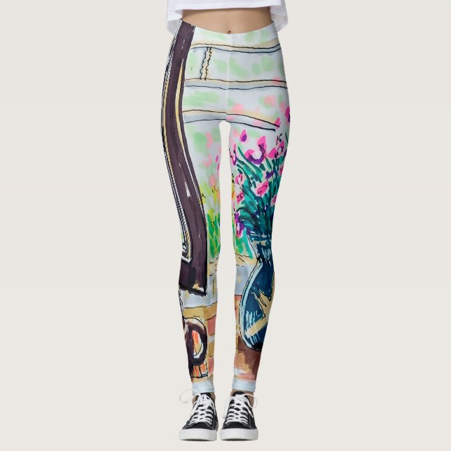 Legging Chá e Flores na Janela (Frente)