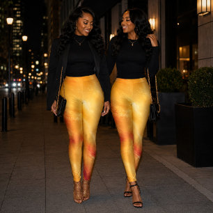 Legging Chama Solar Dourado e Abstrato Carmesim 