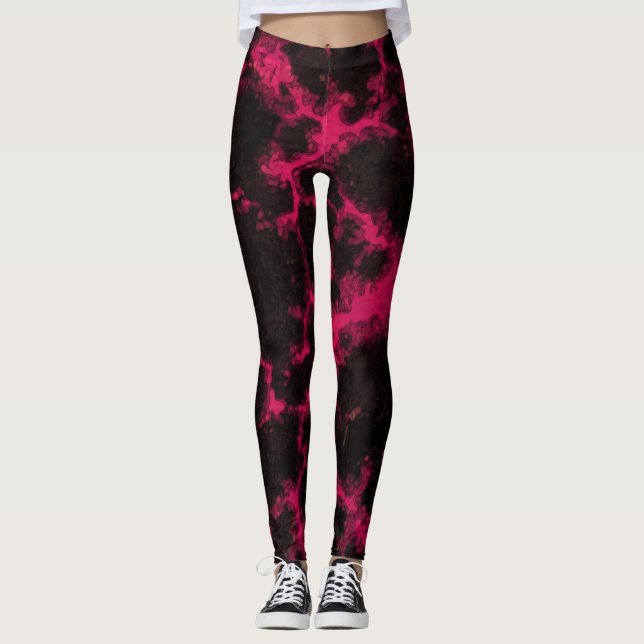 Legging Chamas a Preto e Rosa Vibrantes (Frente)