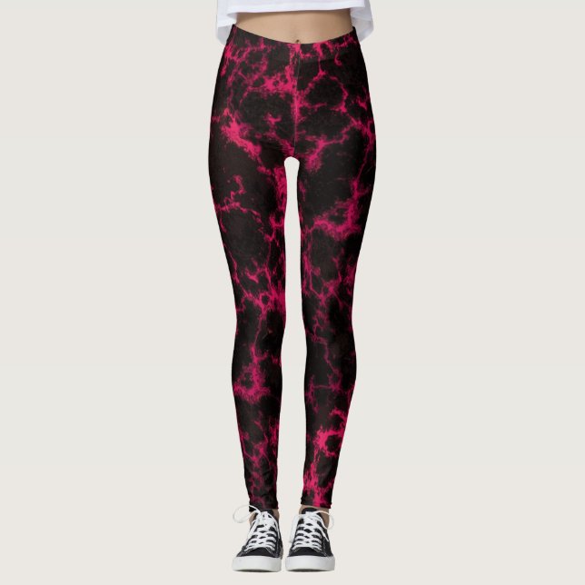 Legging Chamas a Preto e Rosa Vibrantes (Frente)