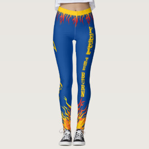 Legging Chamas Motivativas Ouro Script Amarelo DEEP BLUE