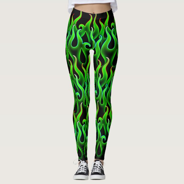Legging Chamas Verdes Witchy Halloween (Frente)