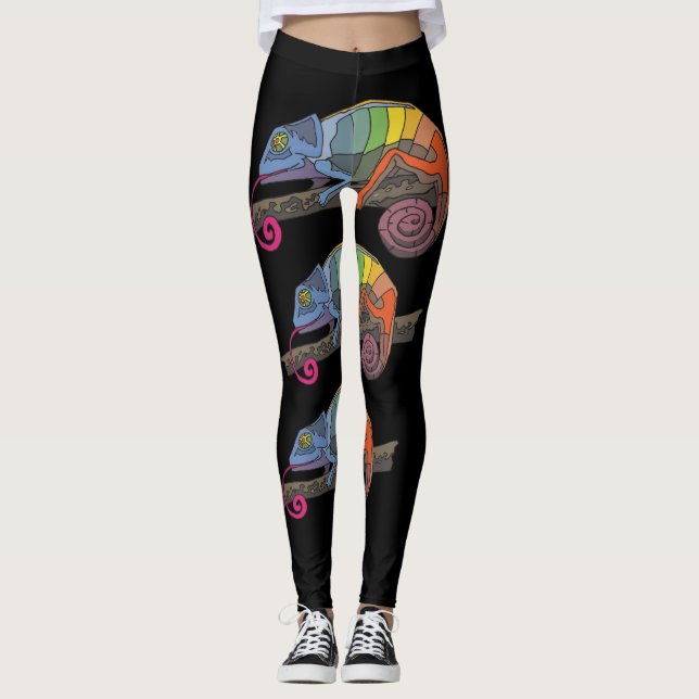 LEGGING CHAMELEON LIZARD ART YOGA PREGOS (Frente)