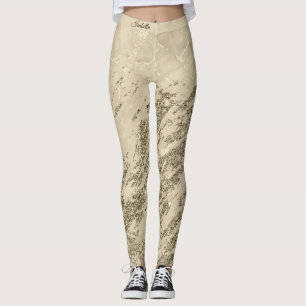 Legging Champagne Dourada de luxo - Mármaco com brilho - 