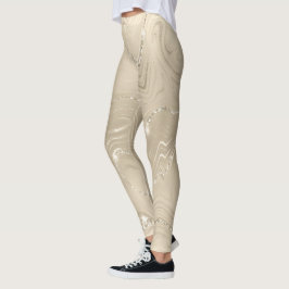 Legging Champanhe Fundo Branco e Brilhante