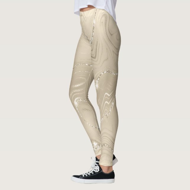 Legging Champanhe Fundo Branco e Brilhante (Esquerda)