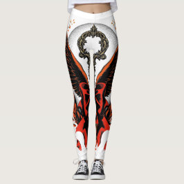 Legging Chave do Arco Gótico Velvet com Asas e Lua