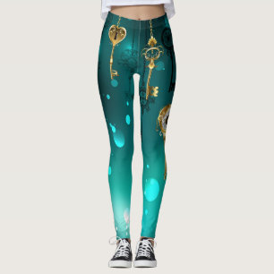 Legging Chaves de Esqueleto Anticas em Fundo Verde