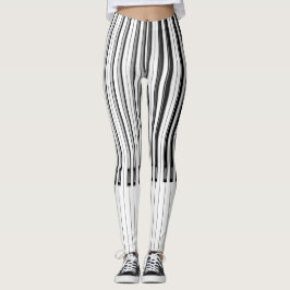 Legging Chaves para piano Abstrato preto e branco