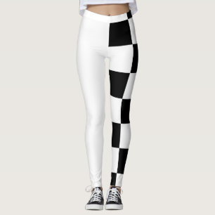 Legging Checker de metade e metade branca e preta