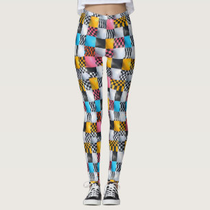 Legging Checkerboard 3D vibrante - Pop retrorreflector rep