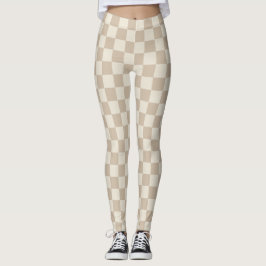 Legging Checkerboard castanho e bege