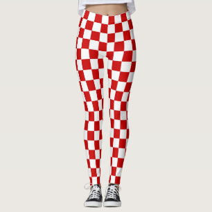 Legging Checkerboard vermelho e branco