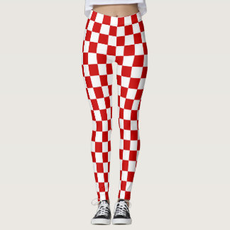 Legging Checkerboard vermelho e branco
