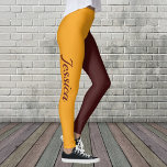 Legging Cheerleader de pintura e leggagem Dourada<br><div class="desc">Leggings. Você pode alterar a cor do SEU NOME. ALTERE TAMBÉM FACILMENTE A COR DA ÚNICA perna, usando a ferramenta de seleção de cores. A perna de marrom ficará no lugar. Se você souber a cor da sua escola, o código hexadecimal pode ser inserido no selecionador de cores de fontes...</div>