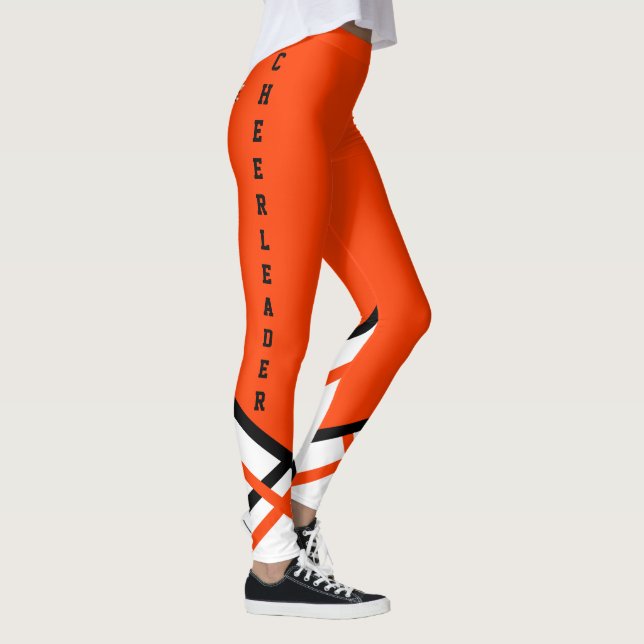Legging Cheerleader Laranja, Branco e Preto (Direita)