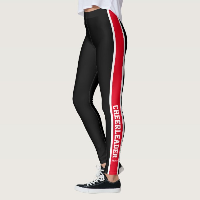 Legging Cheerleader Preto Branco e Vermelho (Esquerda)