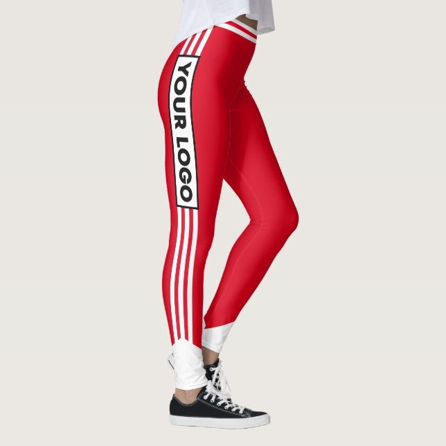 Legging Cheerleader Vermelho White Stripe - Logotipo da Eq (Direita)
