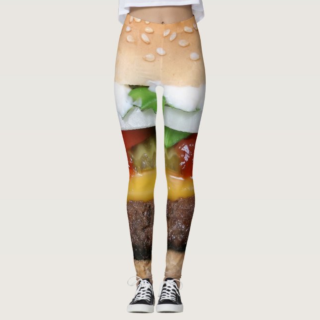 Legging cheeseburger delicioso com fotografia das (Frente)