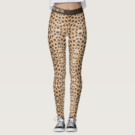Legging Cheetah mancha personalizar texto ao vivo selvagem
