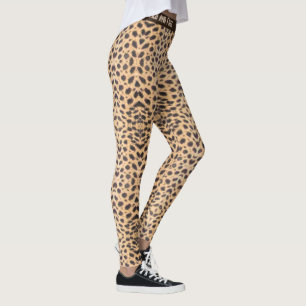 Legging Cheetah mancha personalizar texto ao vivo selvagem