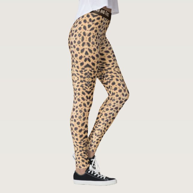 Legging Cheetah mancha personalizar texto ao vivo selvagem (Direita)