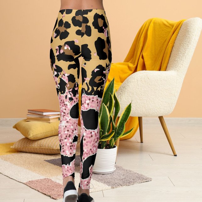 Legging Cheetah Pattern Wild Impressão Localiza Preto Rosa (Criador carregado)