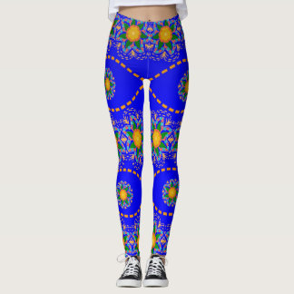 Legging Cheio de Abstrato amarelo-claro feminino