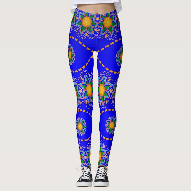 Legging Cheio de Abstrato amarelo-claro feminino (Frente)